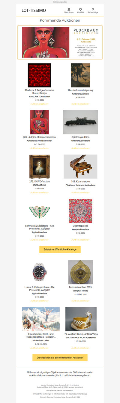 Auktionskataloge, Neuigkeiten