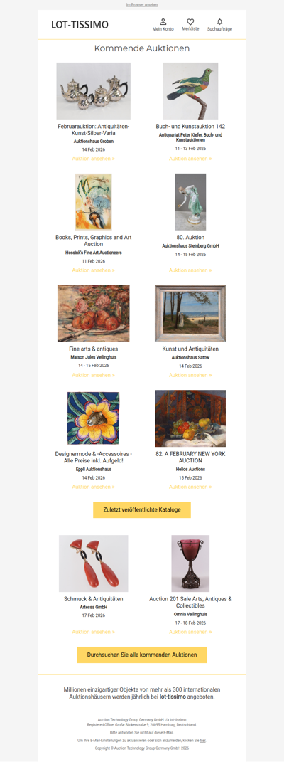 Auktionskataloge, Neuigkeiten