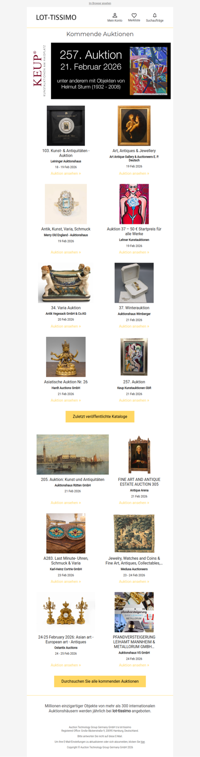 Auktionskataloge, Neuigkeiten