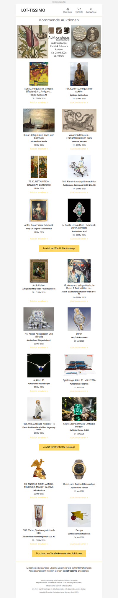 Auktionskataloge, Neuigkeiten