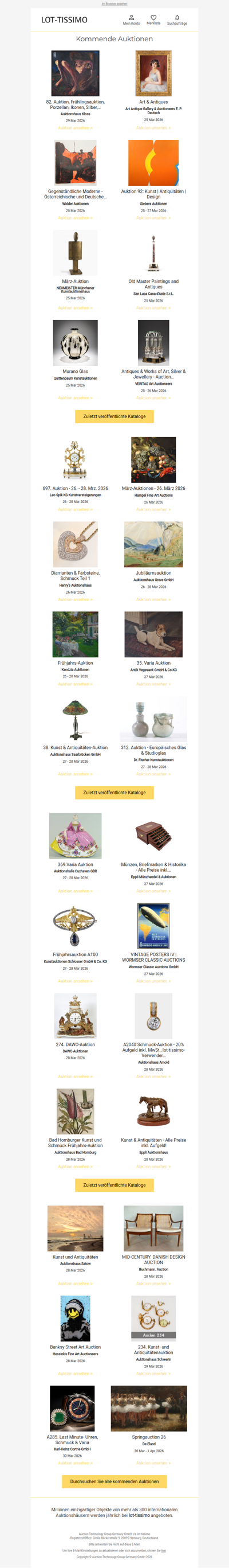 Auktionskataloge, Neuigkeiten