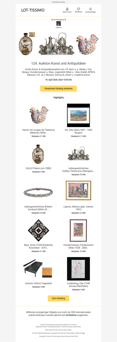 124. Auktion: Kunst & Antiquitäten