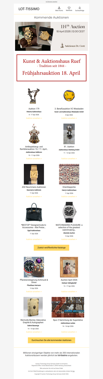 Auktionskataloge, Neuigkeiten