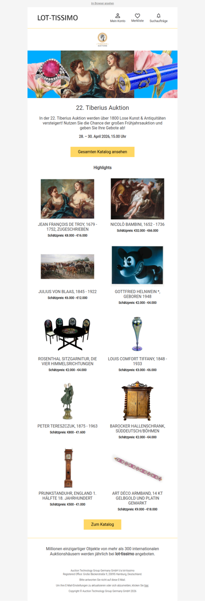 22. Tiberius-Auktion | 1800 Lose