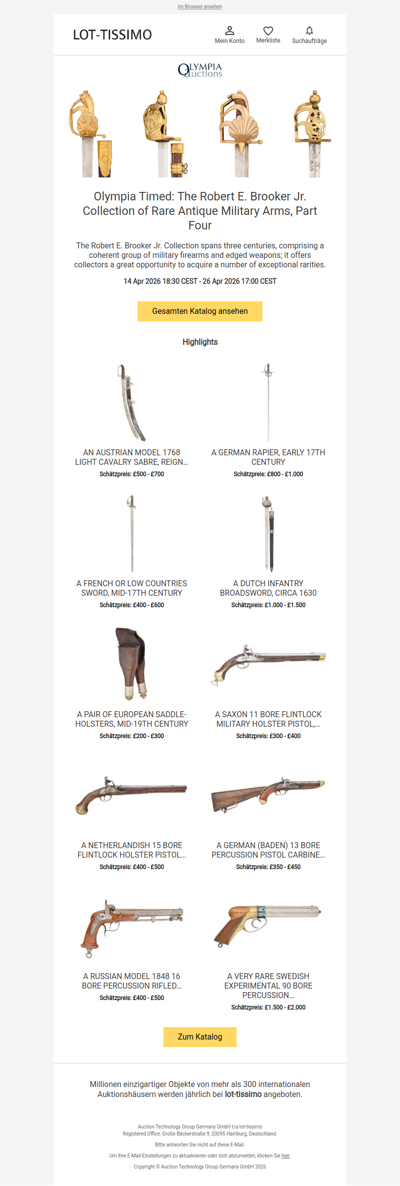 The Robert E. Brooker Jr. Collection of Rare Antique Military Arms, Part Four