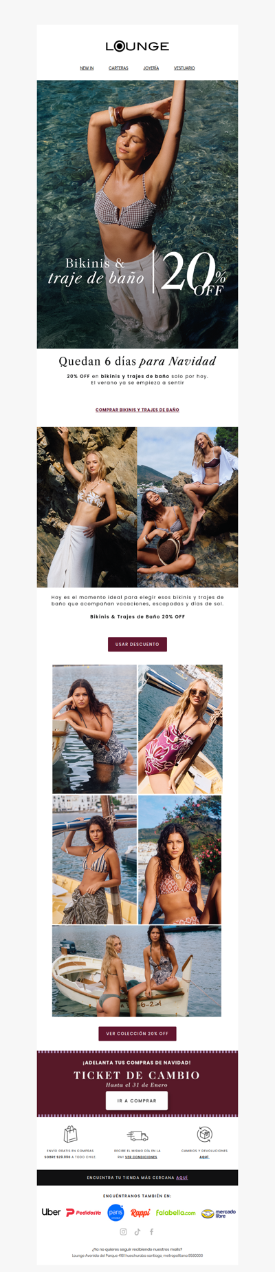 ☀️ 6 días para Navidad: Bikinis y Trajes de Baño 20% OFF