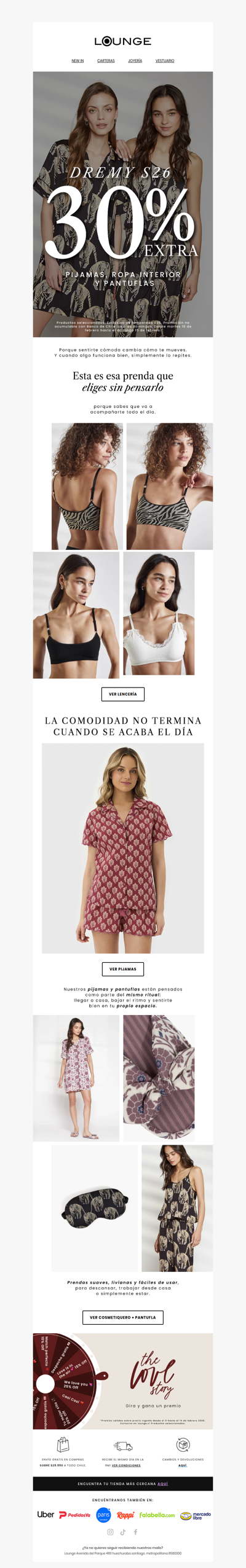 El 30% EXTRA que estabas esperando: pijamas Lounge