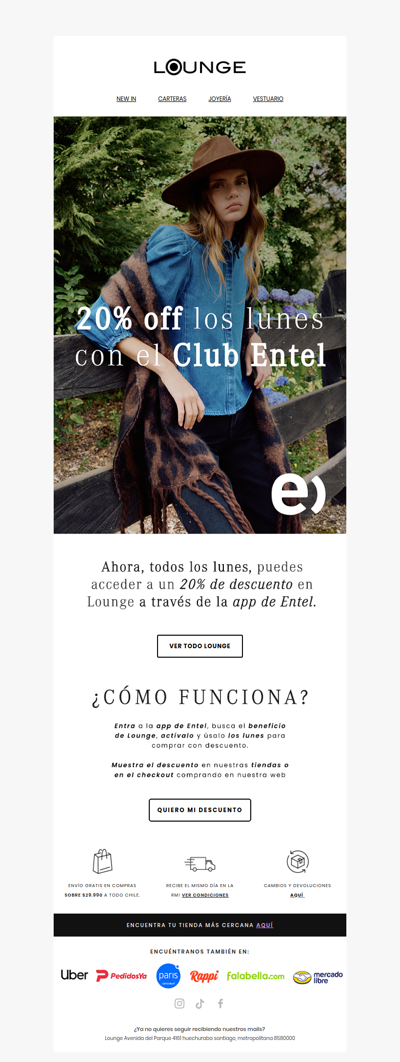 Eres ENTEL? Los lunes ahora vienen con 20% dcto.✨