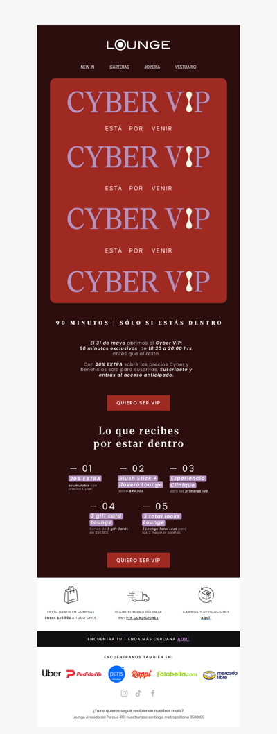 Loungie, abre la lista del Cyber VIP 🖤