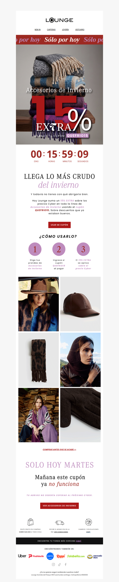 Hace frío. Y hoy hay 15% EXTRA para abrigarte 🧥