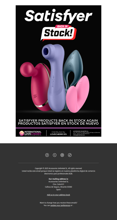 SATISFYER Back in stock!