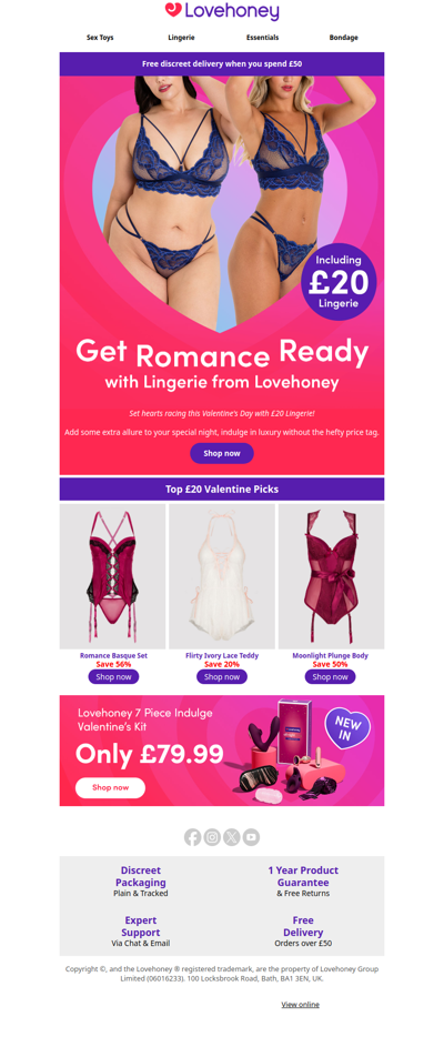 Get Valentine's ready with £20 Lingerie 🩷