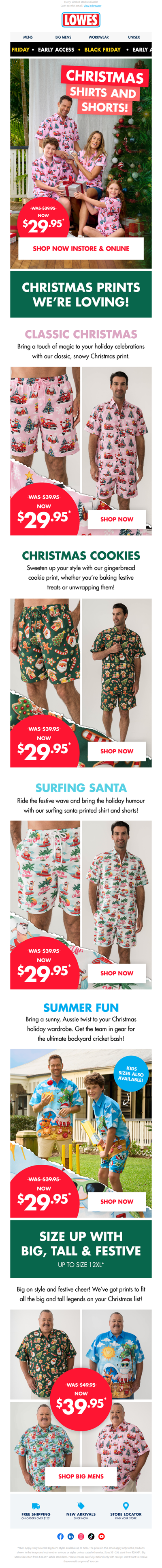 Black Friday Exclusive Offer | Xmas Shirts and Shorts from $29.95*!