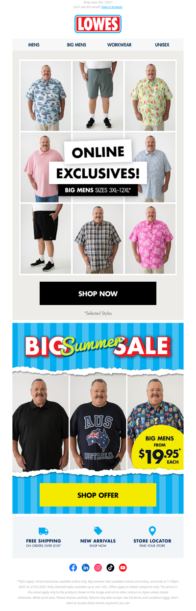 Online Exclusives: Big Mens