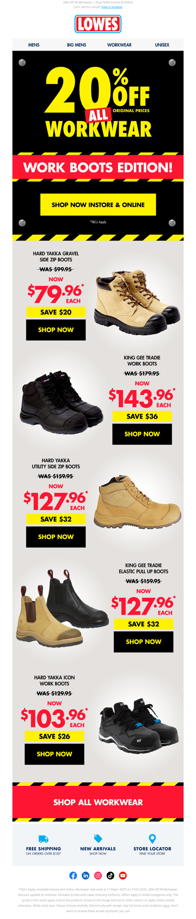 SAVE up to 20% off on Work Boots!