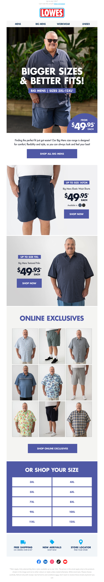 Your size, your style | Big Mens from $49.95*