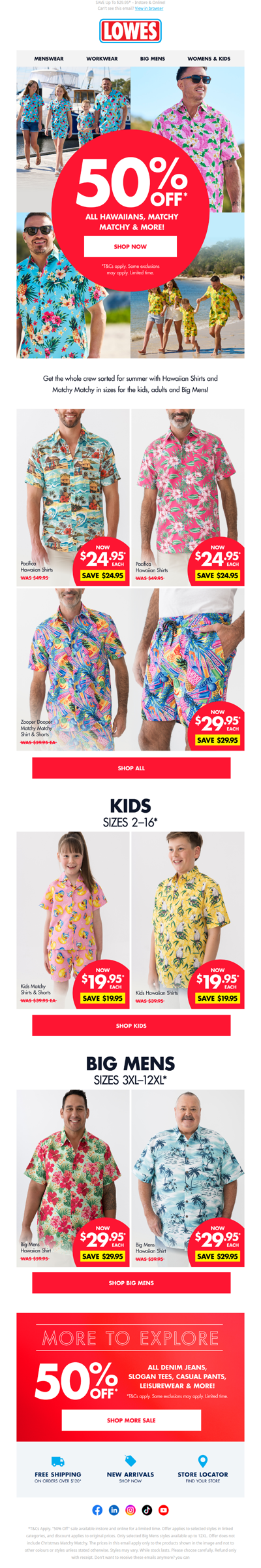 😲 NOT A DRILL: 50% OFF* All Hawaiians & Family Matchy Matchy!