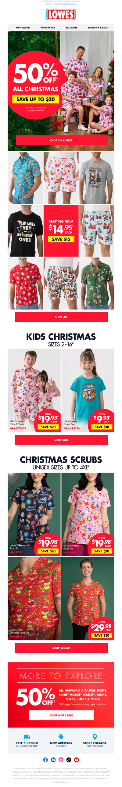 50% OFF* All Christmas – From $14.95*