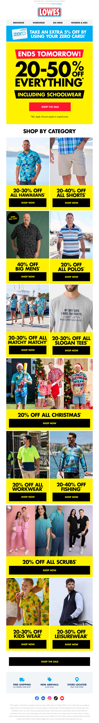 Ends Tomorrow! ⚡️ 20-50% Off EVERYTHING*