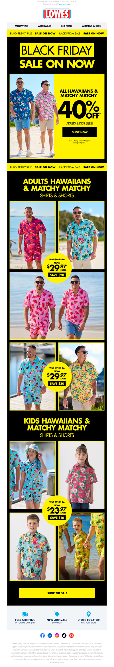 40% Off ALL Hawaiians & Matchy Matchy!*