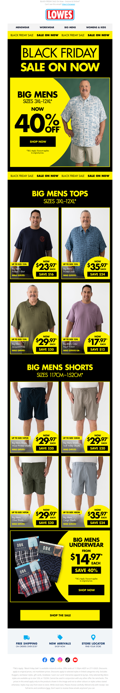 Grab 40% Off All Big Mens – Sizes Up To 12XL!*