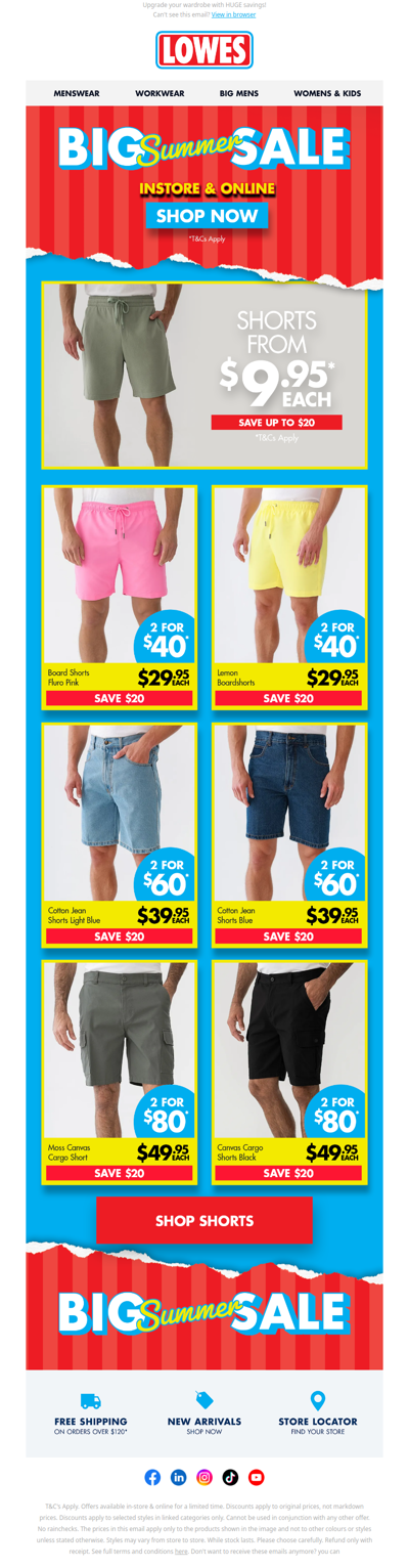 Shorts From $9.95* - Shop Our Big Summer Sale!