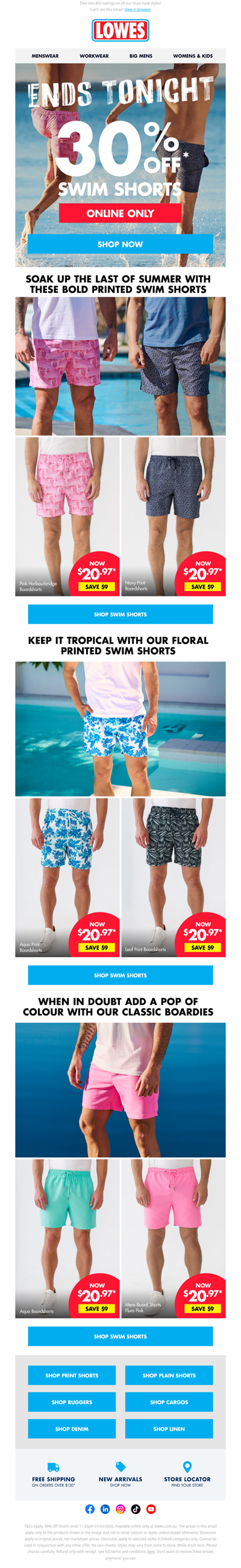 LAST CHANCE! 30% OFF* Shorts - Online Only 🚨