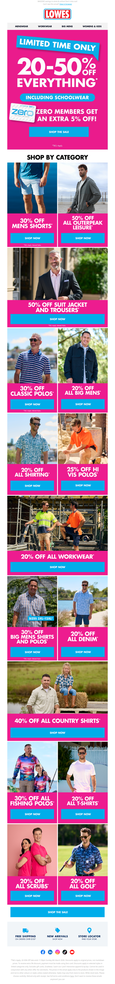 20-50% OFF EVERYTHING STARTS NOW!*