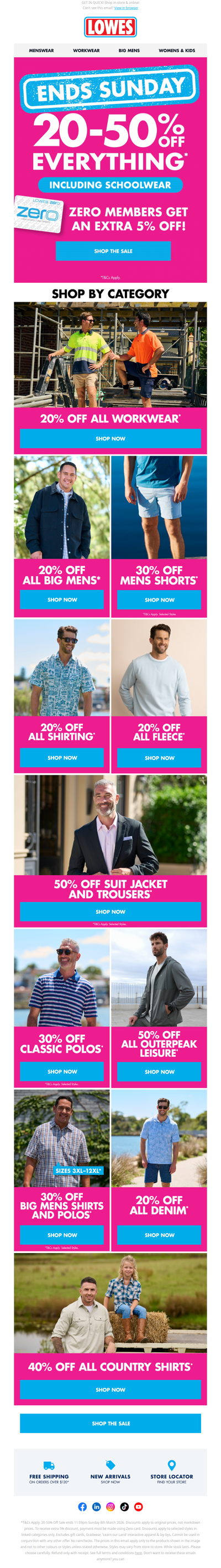 ENDS SUNDAY 🚨 20-50% OFF EVERYTHING!*