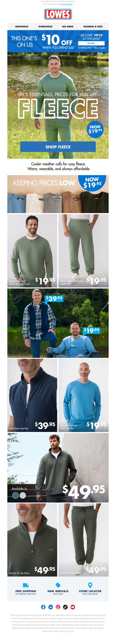 Keeping Prices Low: Fleece From $19.95!*