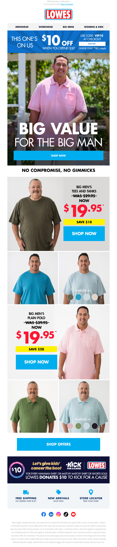 HOT OFFER: $19.95 Big Mens Tees & Polos!* 🎉