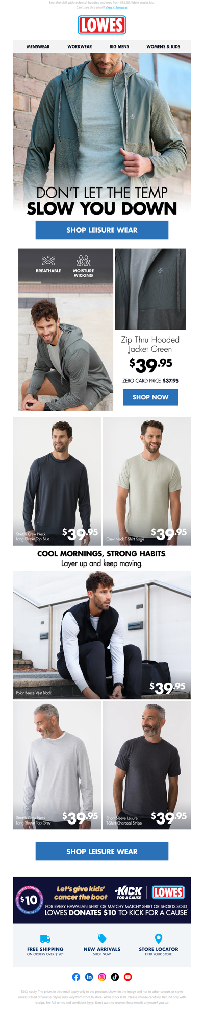 Proper Leisurewear. No-nonsense prices.