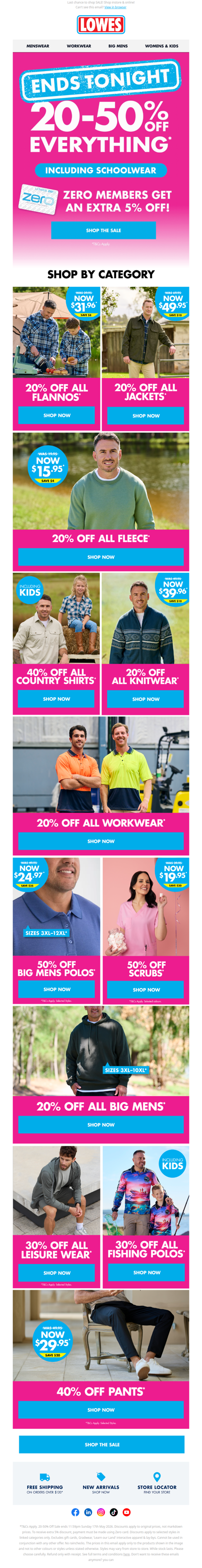 FINAL HOURS! 20-50% OFF ENDS TODAY!*