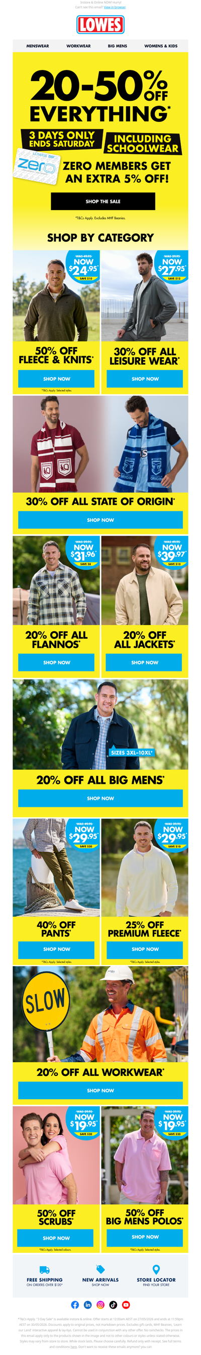 20 - 50% OFF EVERYTHING*⚡️3 Days Only!