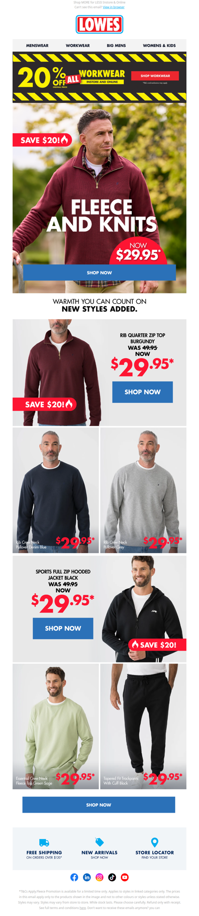NEW STYLES ADDED: $29.95 Fleece & Knits!*