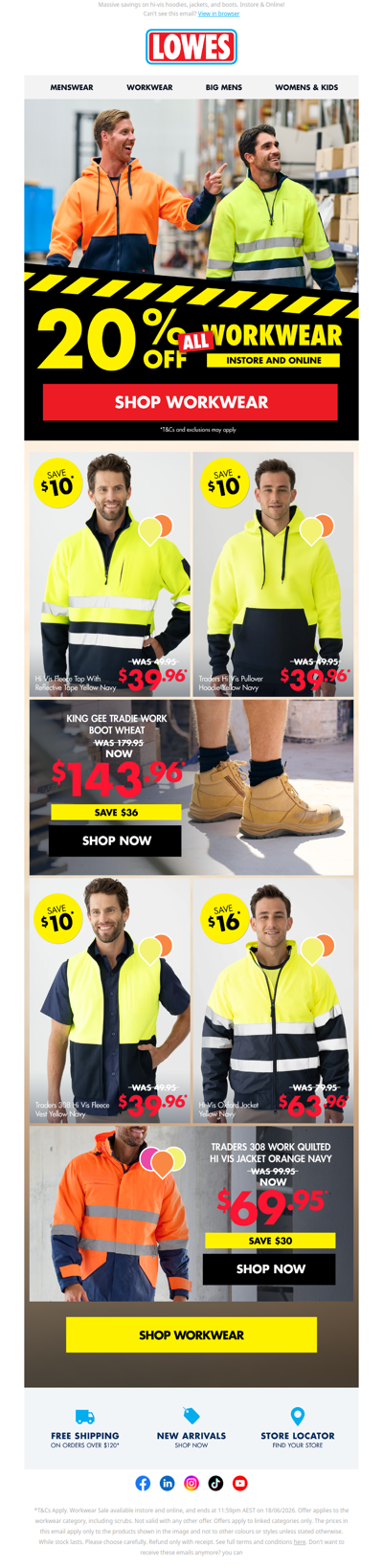 Clock in now: Enjoy 20% off all Tradie gear!*