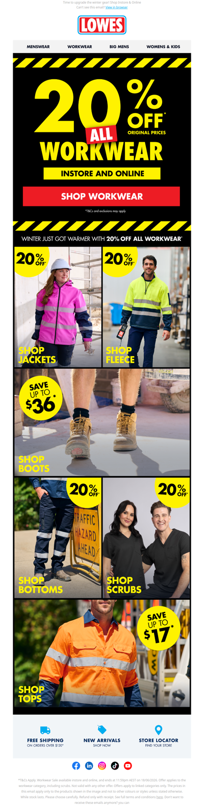 DON'T MISS OUT: 20% off all workwear!*
