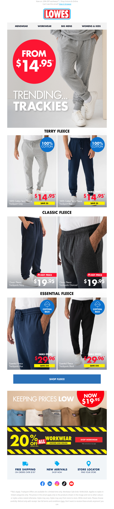 Rug up for less: Trackies from $14.95*