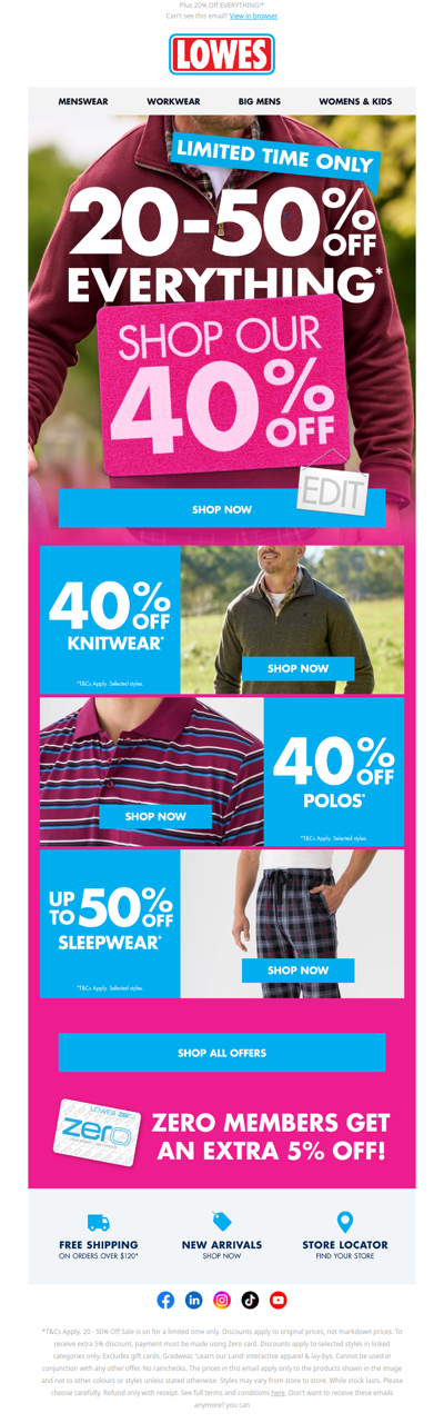 40% OFF* Your Favourites! Shop In-Store & Online 🎉