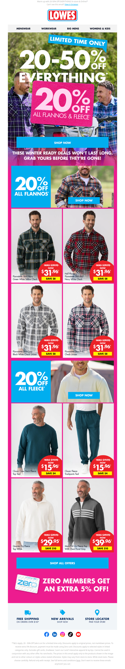 20% OFF* ALL Flannos & Fleece! ❄️