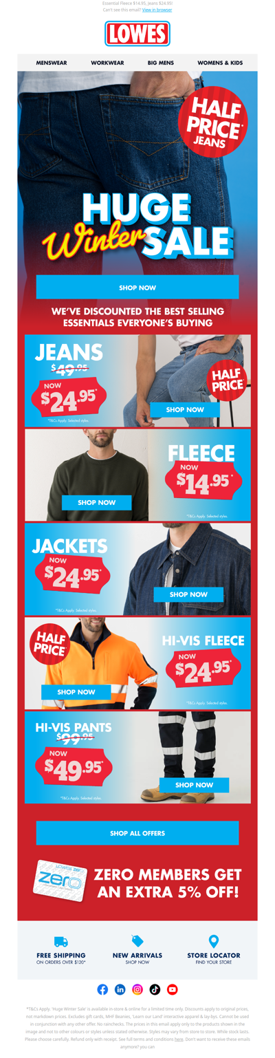 HALF PRICE Winter Favourites!*