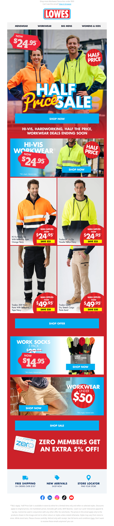 HALF PRICE Workwear From $14.95!* ⚠️