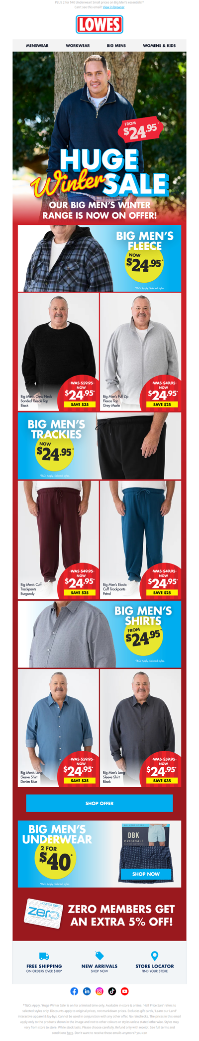 BIG News! Big Men's From $24.95!* 🚨