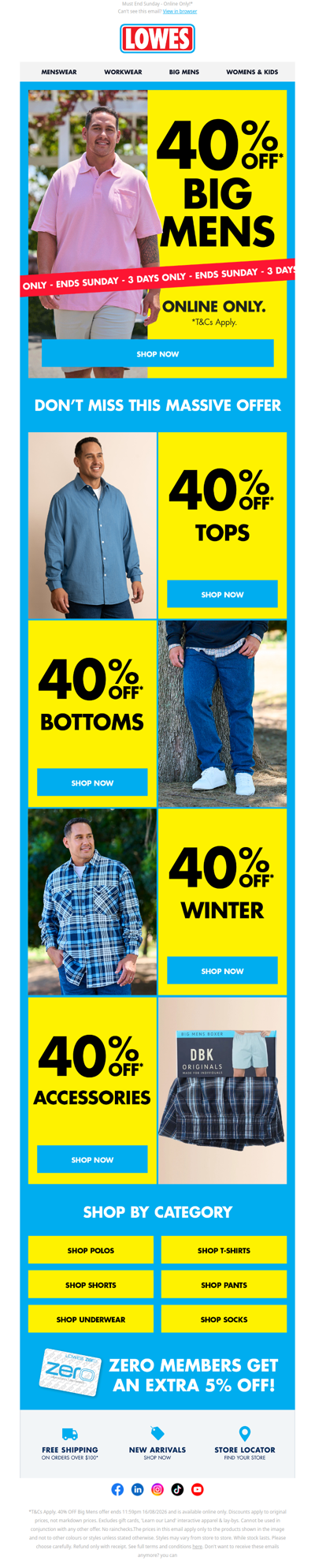 LIVE NOW 🚨 40% OFF ALL BIG MENS!*