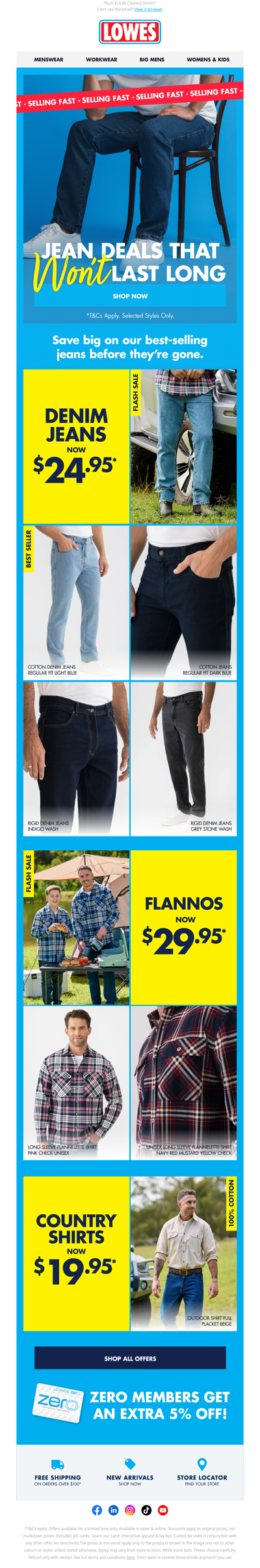 SELLING FAST! $24.95 Jeans, $29.95 Flannos* 🚨