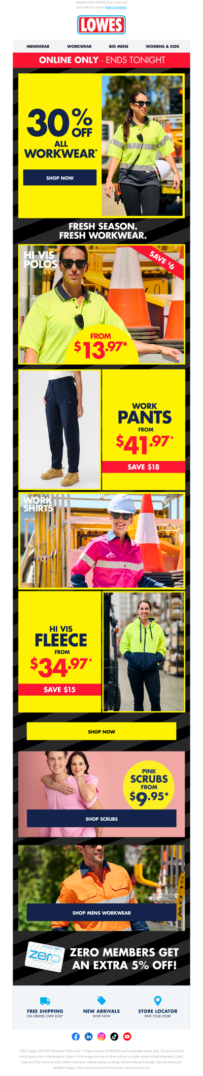 ENDS TONIGHT 🚨 30% OFF ALL WORKWEAR!*