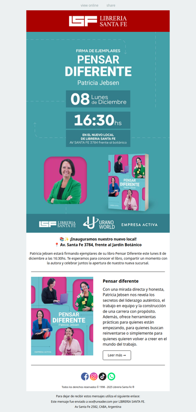 🎉📚 Inauguramos NUEVO LOCAL con firma de ejemplares de Patricia Jebsen