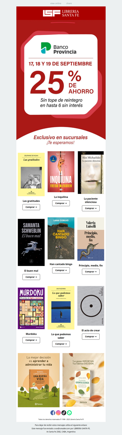 Tu próxima lectura, con 25% de ahorro 📚