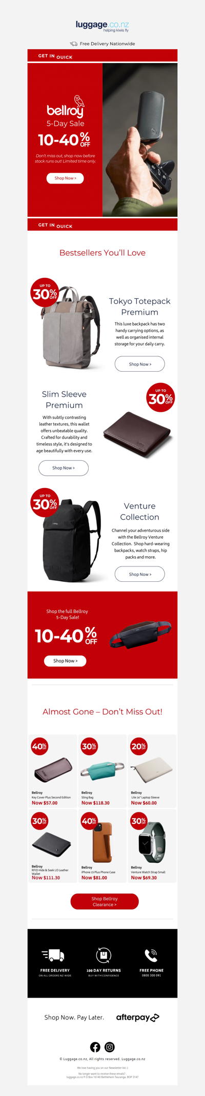 🛒 Bellroy 5-Day Sale Starts Now | 10-40% Off