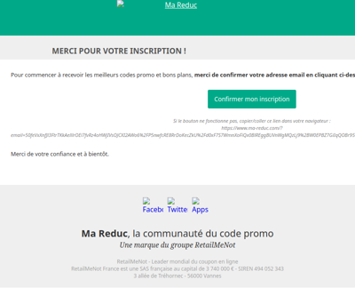 Merci de valider votre inscription sur Ma Reduc